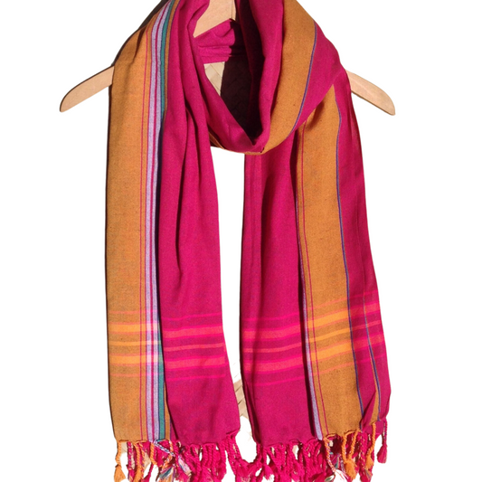 Kikoi Vibrant Gift 100% Cotton Ethnic Pink Tassels Scarf Beach Wrap Kenyan Made