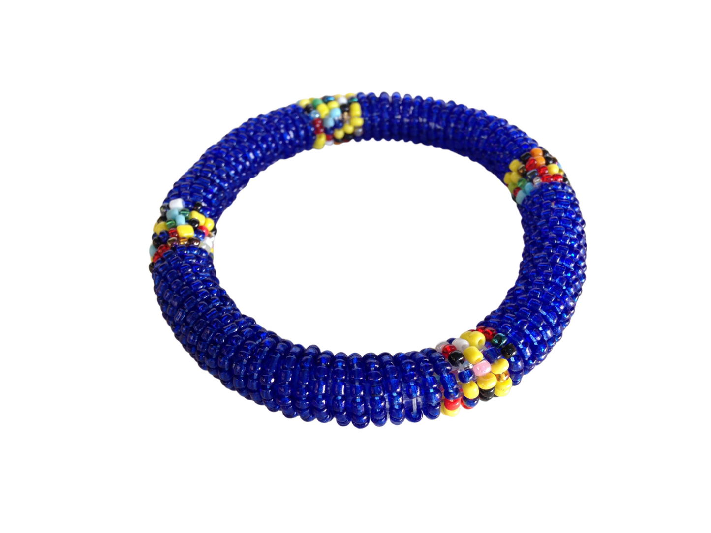 Set of Bracelet Choker Hand-Crafted Ethnic African Masai Jewelry Blue