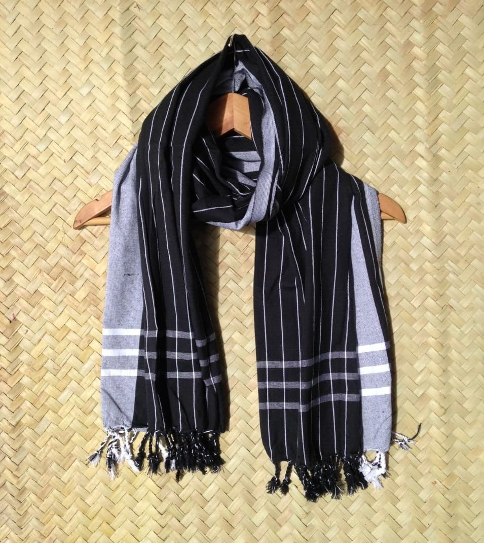 Kikoi Vibrant Gift 100% Cotton Ethnic Black Tassels Scarf Beach Wrap Kenyan Made