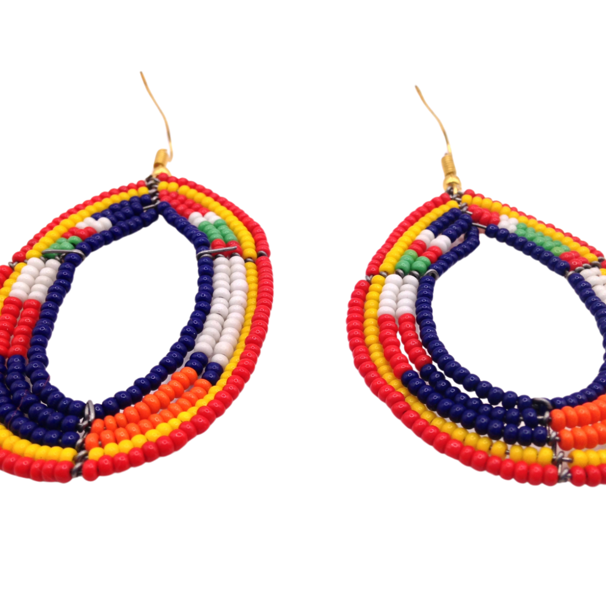 African Kenyan Hand-Crafted Ethnic Jewelry Colorful Masai Glass Beaded Earrings