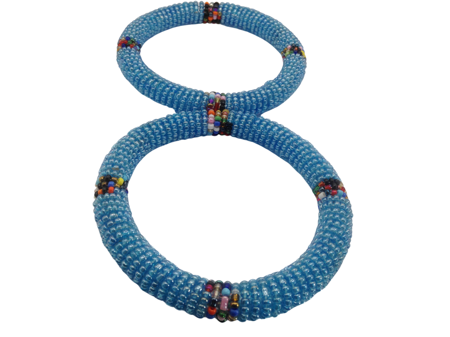 Wrist Band Bracelet Masai Beads African Unisex One size Made in Kenya  Sky Blue