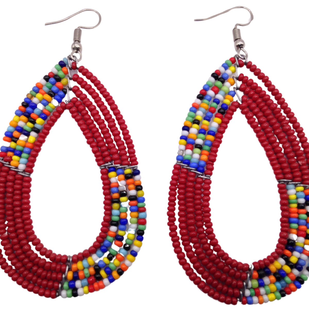 African Kenyan Hand-Crafted Ethnic Jewelry Colorful Masai Glass Beaded Earrings