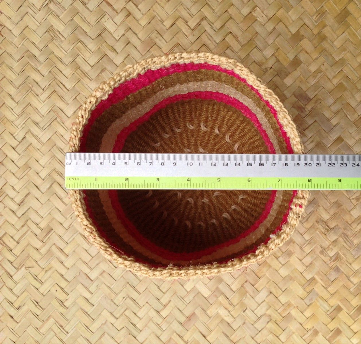 African Kiondo Basket Woven Sisal Storage Planter Kenyan Made Size 8 in /20.3 cm