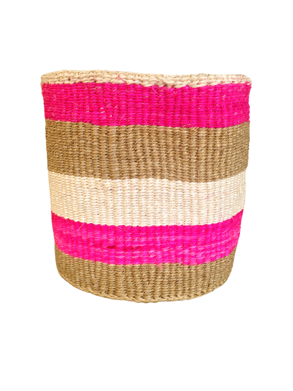 African Kiondo Basket Woven Sisal Storage Planter Kenyan Made Size 8 in /20.3 cm