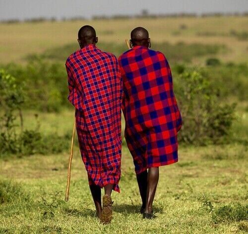 African Masai Maasai Shuka Blanket Shawl Scarf Sarong Kimono 59x79" From Kenya