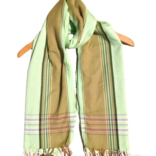 Kikoi Vibrant Gift 100% Cotton Ethnic Green Tassels Scarf Beach Wrap Kenyan Made