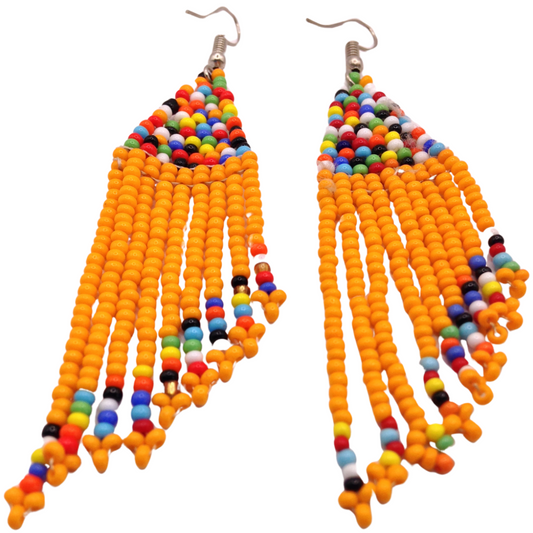 African Kenyan Hand-Crafted Ethnic Jewelry Colorful Masai Glass Beaded Earrings