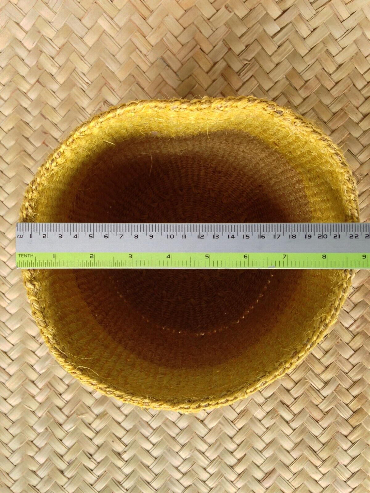 African Kiondo Basket Woven Sisal Storage Planter Kenyan Made Size 8 in /20.3 cm