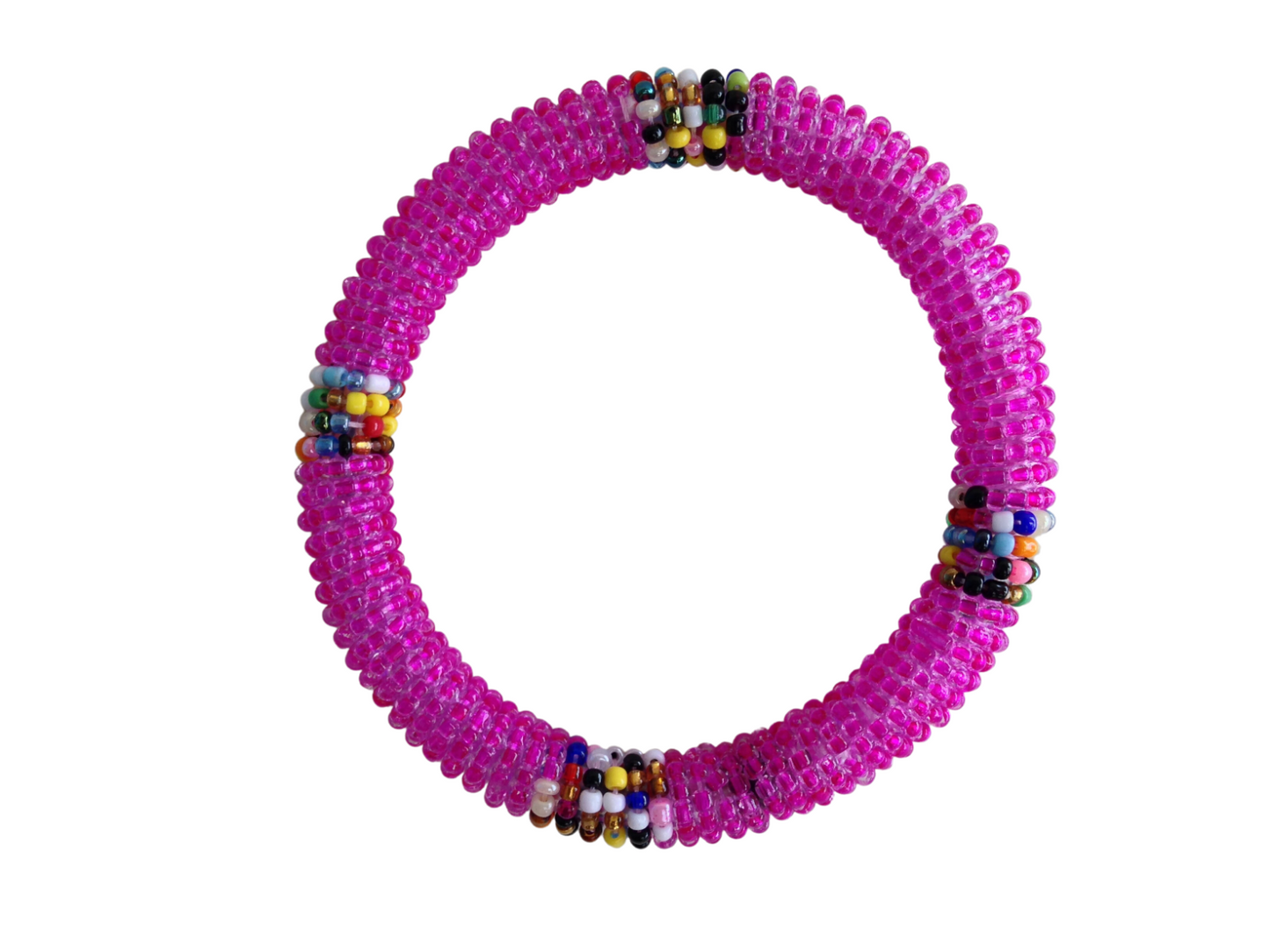 Set of 2 Wrist Band Bracelet Masai Beads African Adult/Kids  Made in Kenya Pink