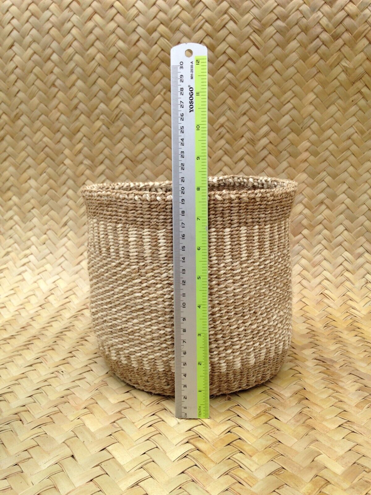 African Kiondo Basket Woven Sisal Storage Planter Kenyan Made Size 8 in /20.3 cm