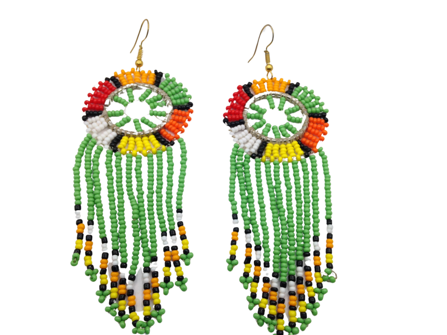 African Kenyan Hand-Crafted Ethnic Jewelry Colorful Masai Glass Beaded Earrings