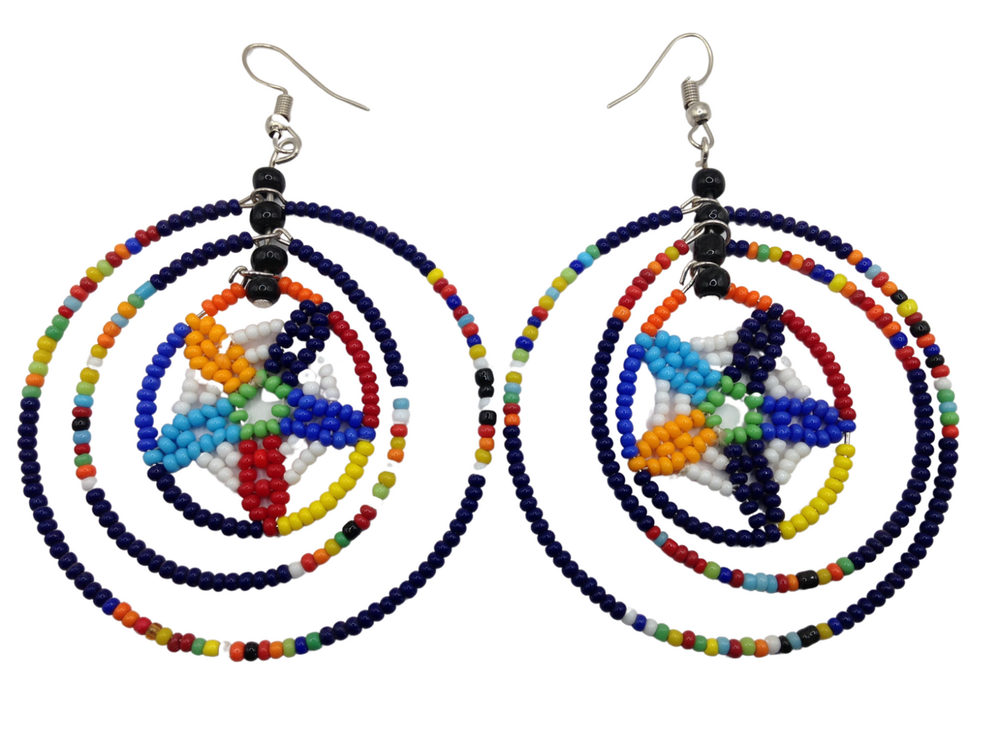 African Kenyan Hand-Crafted Ethnic Jewelry Colorful Masai Glass Beaded Earrings