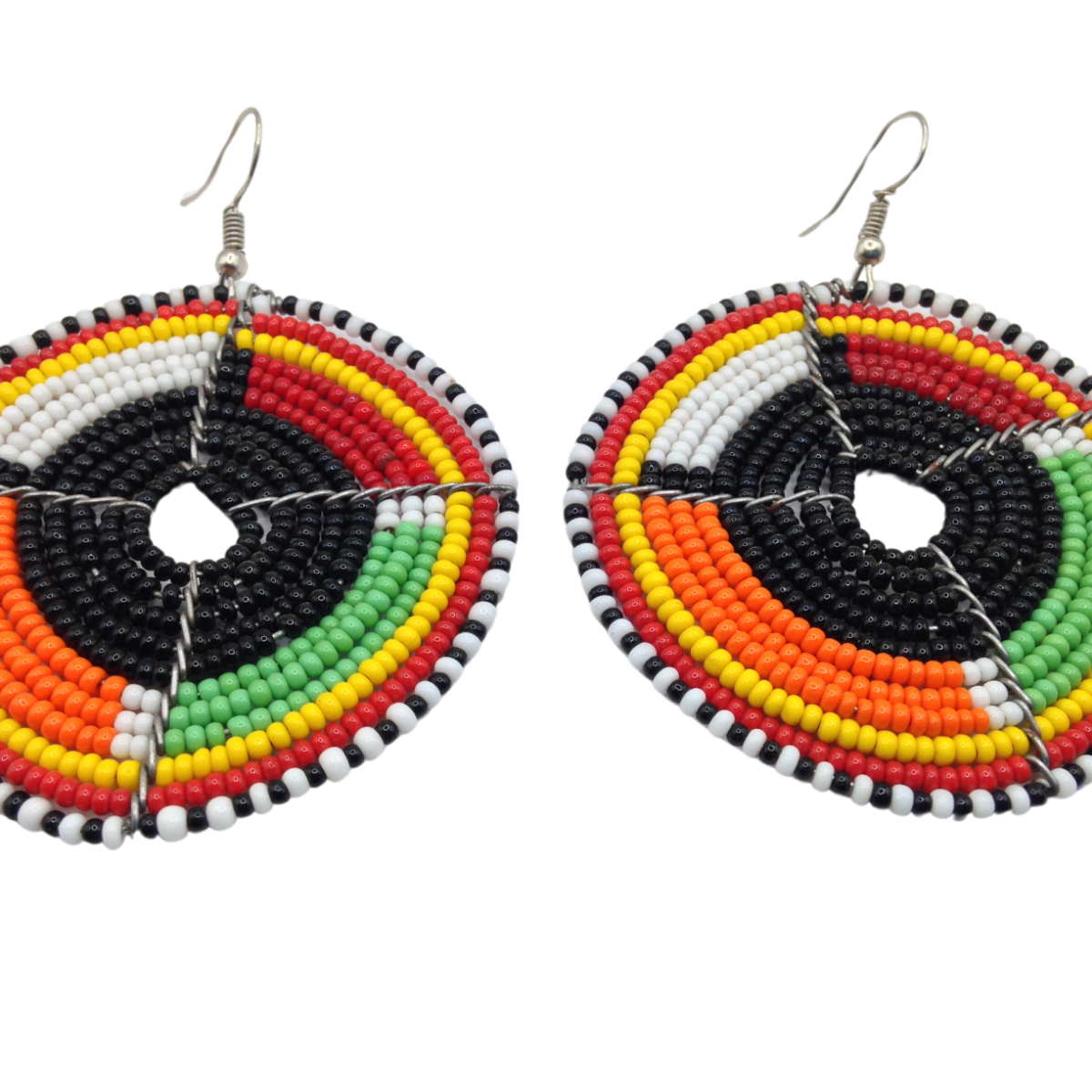 African Kenyan Hand-Crafted Ethnic Jewelry Colorful Masai Glass Beaded Earrings