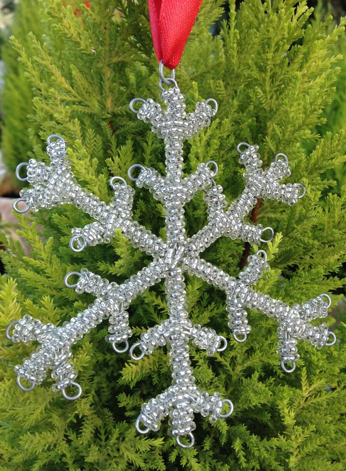 Christmas Ornaments Tree Hanging Decorations Snowflake Pendant-Iron Glass Beads