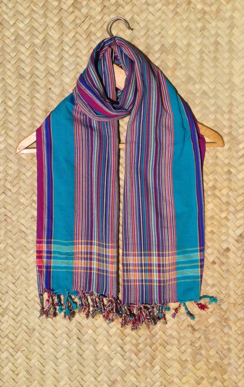 Kikoi Vibrant Gift 100% Cotton Ethnic Multi color stripes Tassels Scarf Beach Wrap Kenya Made