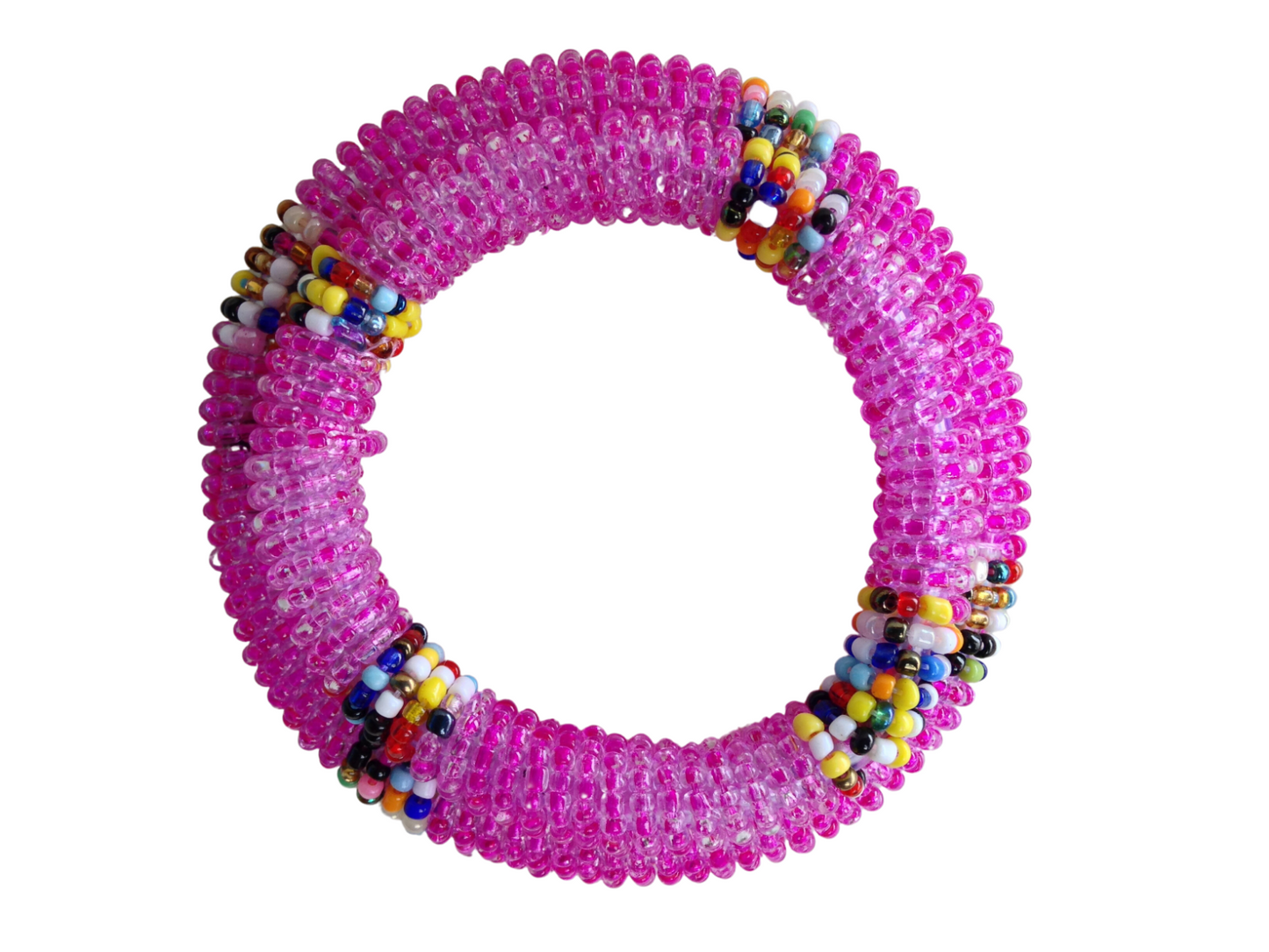 Set of 2 Wrist Band Bracelet Masai Beads African Adult/Kids  Made in Kenya Pink