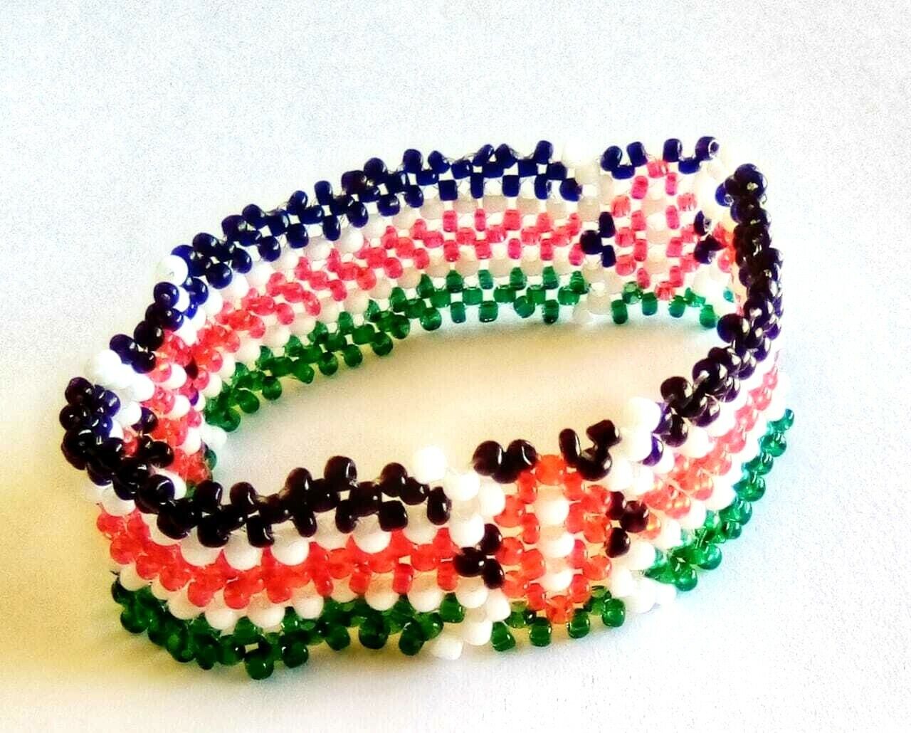 Wrist Band Bracelet Maasai Beaded Kenyan Flag African