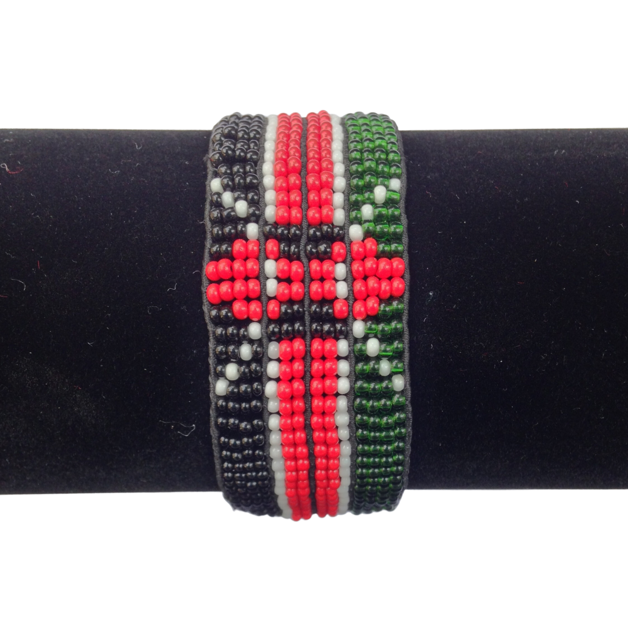 Wrist Band Bracelet Maasai Masai Beaded Kenyan Flag with Elastic