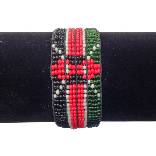 Wrist Band Bracelet Maasai Masai Beaded Kenyan Flag with Elastic