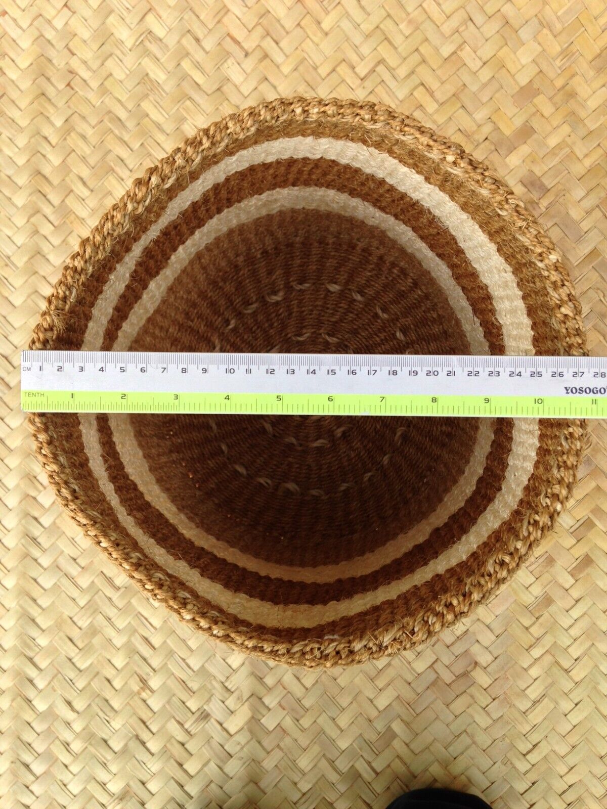 African Kiondo Basket Woven Sisal Storage Planter Kenyan Made 10.5 in/27cm Brown