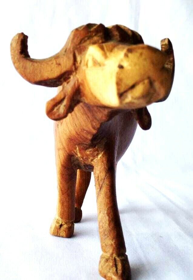 Wooden Hand Carved Buffalo Home Decor Beautiful Sculpture Unique Made In Kenya