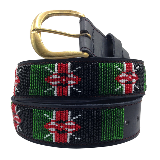 Beaded Masai Belt Handmade Leather Maasai Tribe Ethnic Made in Kenya Size 32-46