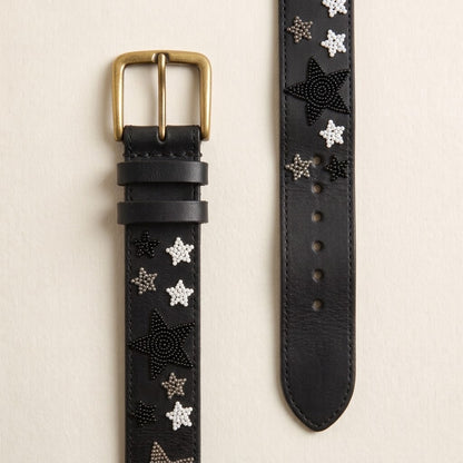 Handcrafted Maasai Belt - Black White Stars