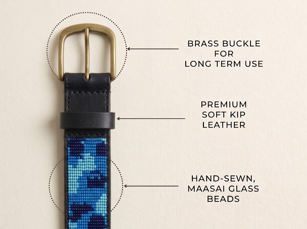 Handcrafted Maasai Belt - Blue Seas