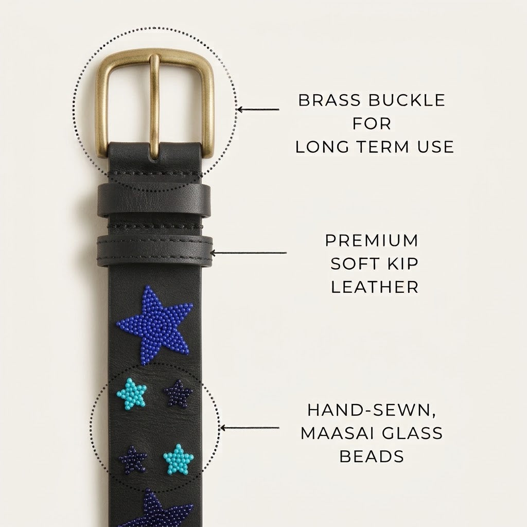 Handcrafted Maasai Belt - Blue Stars