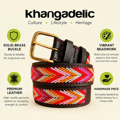 Handcrafted Maasai Belt - Pink Orange Arrow Belt