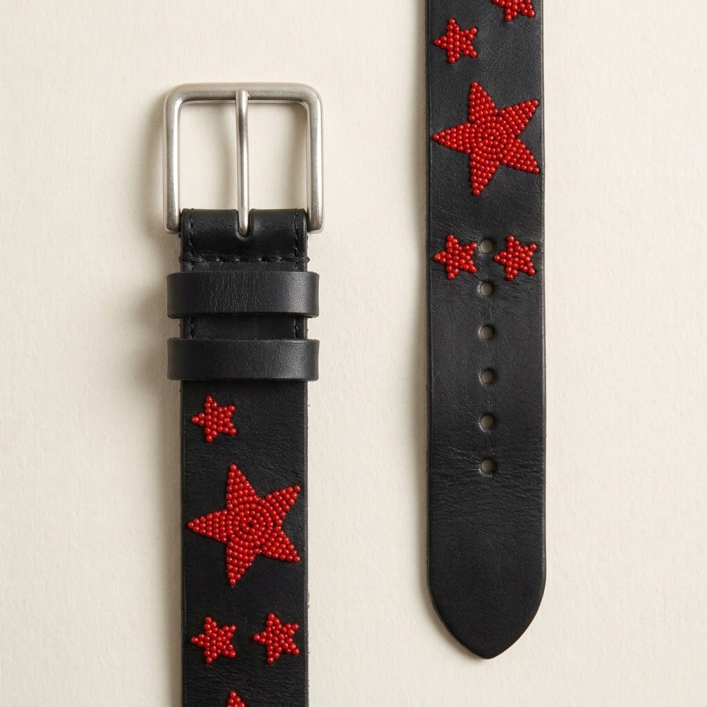 Handcrafted Maasai Belt - Red Stars