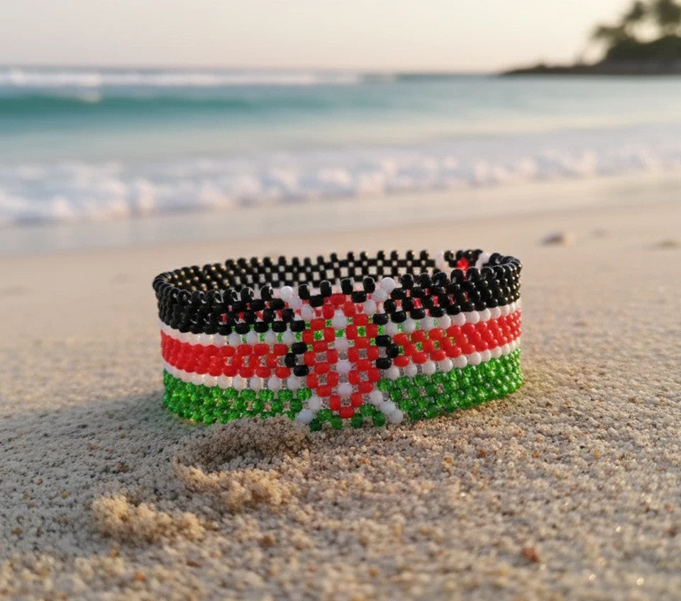 Bracelet Beaded Kenyan Flag  8"