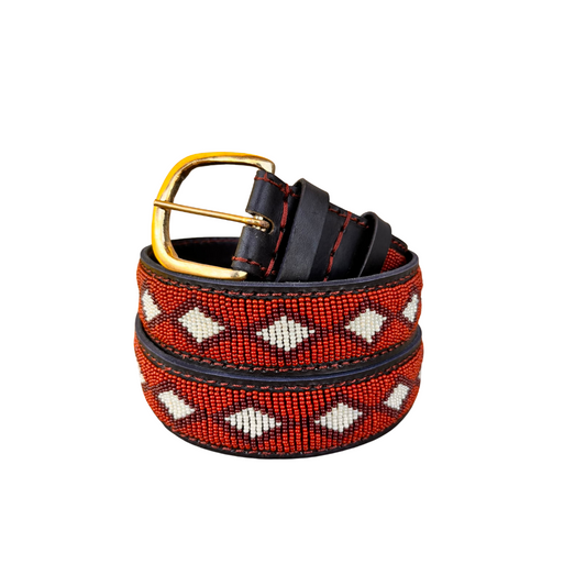 Handcrafted Maasai Belt - Brown Beige Geometric
