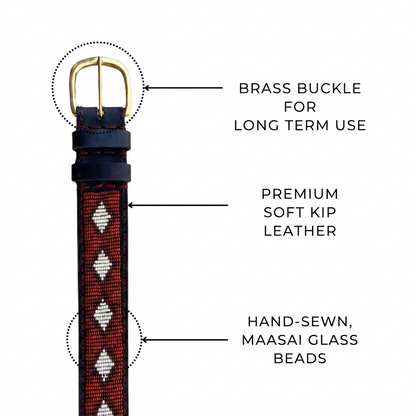 Handcrafted Maasai Belt - Brown Beige Geometric