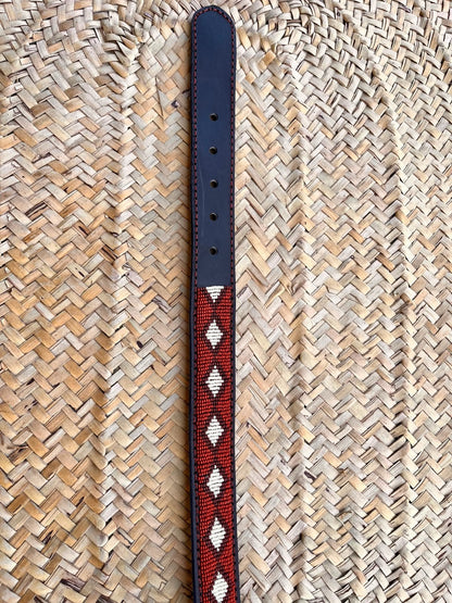 Handcrafted Maasai Belt - Brown Beige Geometric