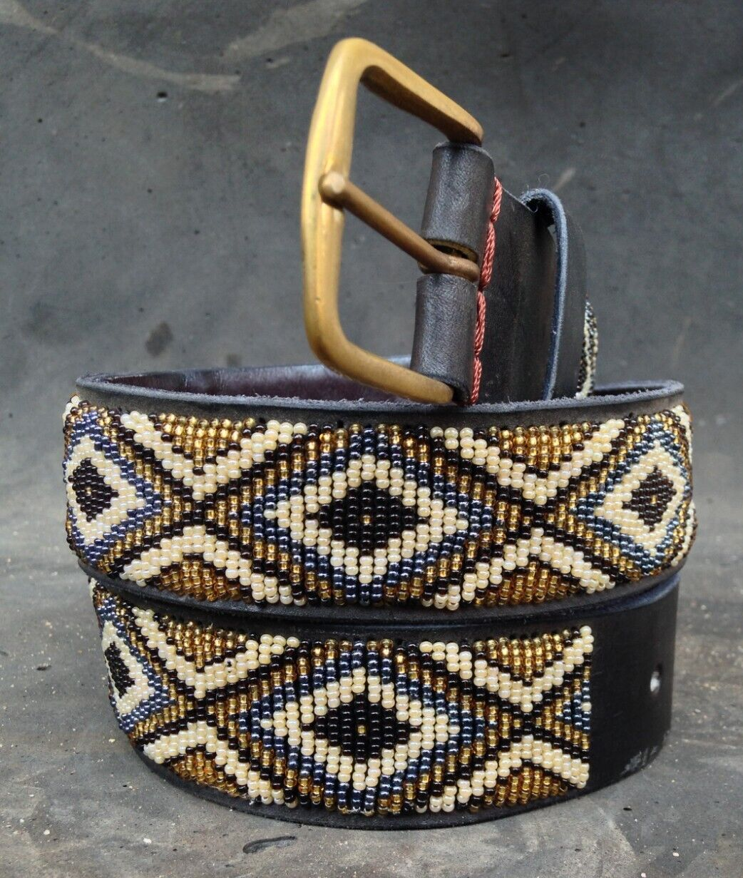 Handcrafted Maasai Belt - Gold Silver Geometric