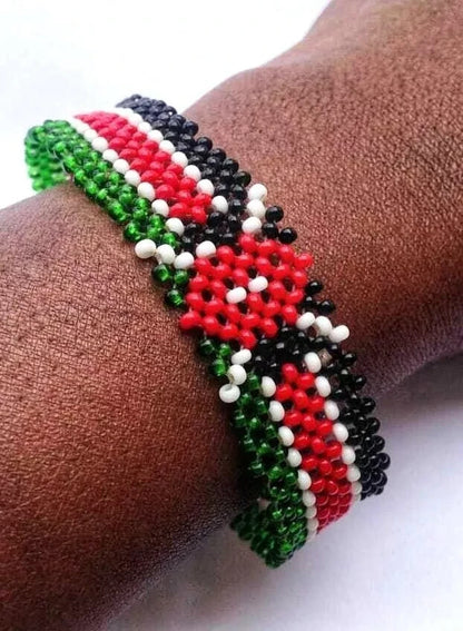 Bracelet Beaded Kenyan Flag  8"