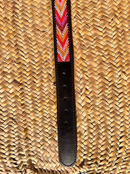 Handcrafted Maasai Belt - Pink Orange Arrow Belt
