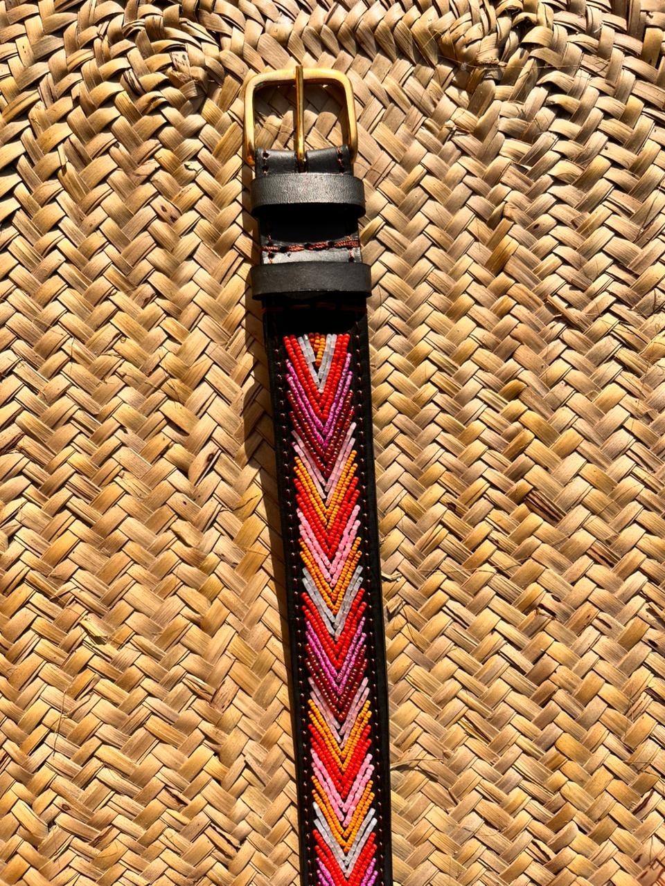 Handcrafted Maasai Belt - Pink Orange Arrow Belt