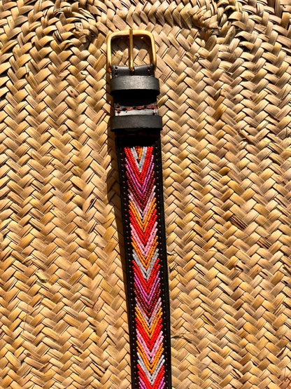 Handcrafted Maasai Belt - Pink Orange Arrow Belt