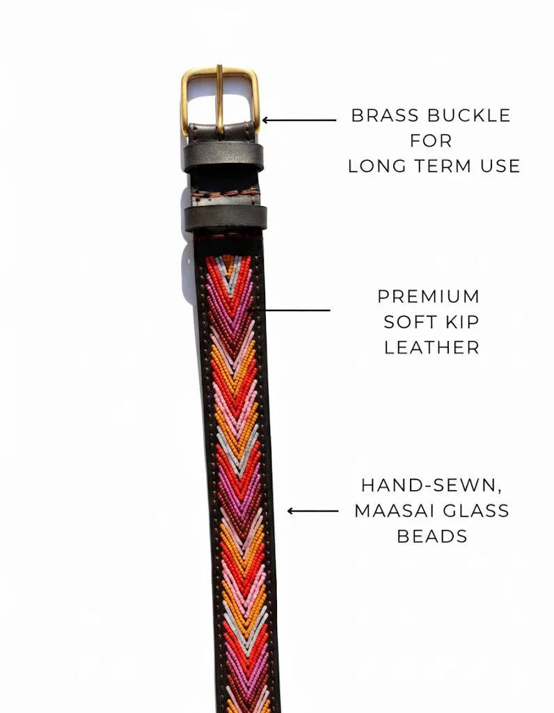 Handcrafted Maasai Belt - Pink Orange Arrow Belt