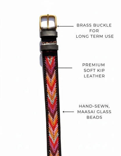 Handcrafted Maasai Belt - Pink Orange Arrow Belt