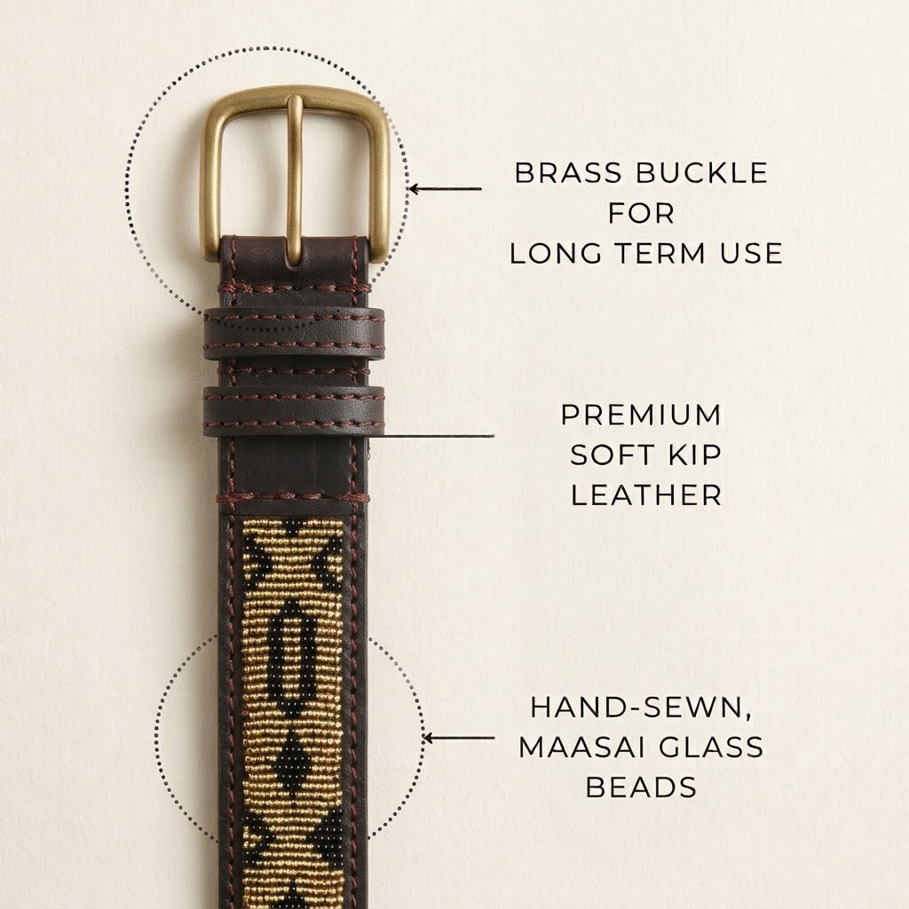 Handcrafted Maasai Belt - Gold Leopard Print