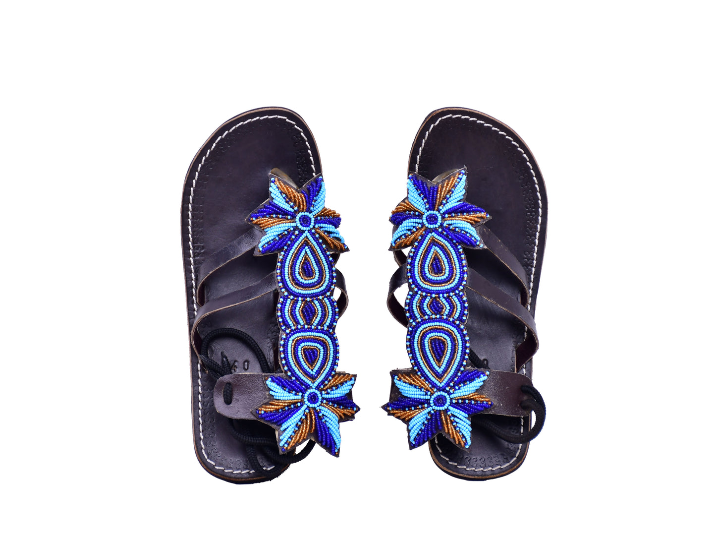 Beaded Women African Slip on Sandals Bohemian Summer Leather Masai Kenya