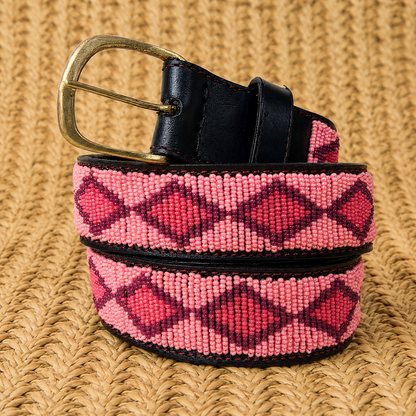 Handcrafted Maasai Belt - Pink Geometric