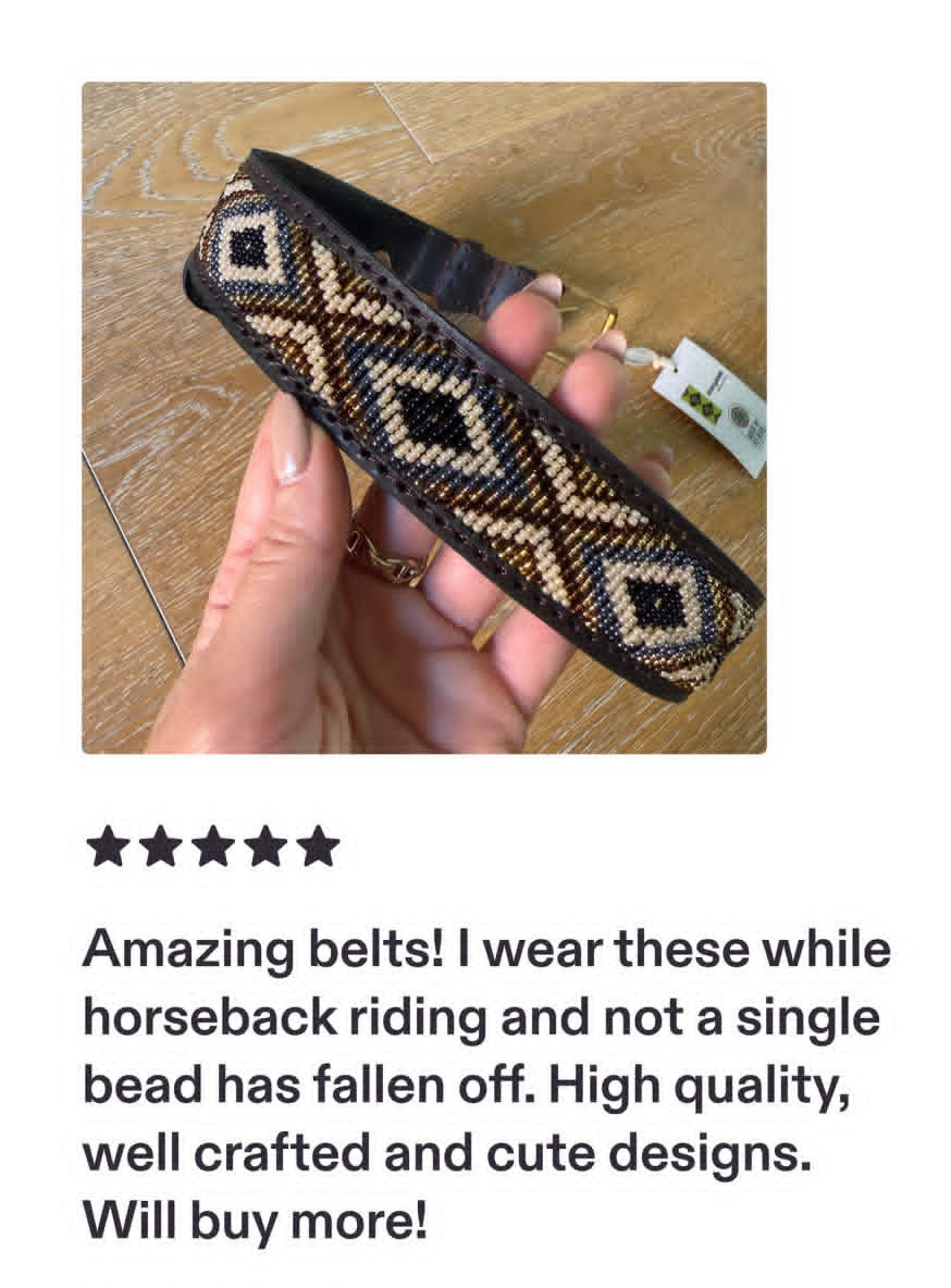 Handcrafted Maasai Belt - Gold Silver Geometric
