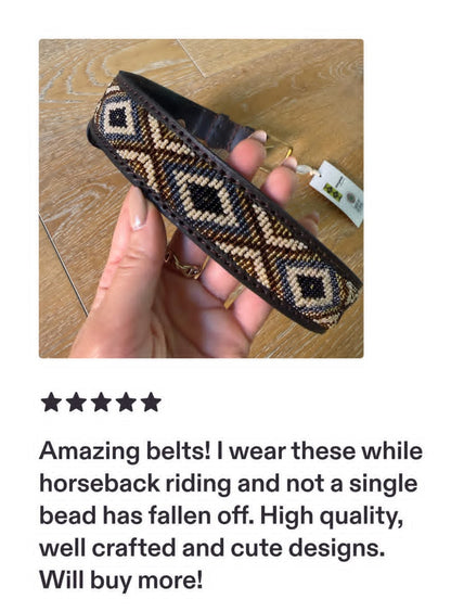 Handcrafted Maasai Belt - Gold Silver Geometric