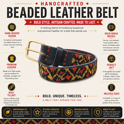 Handcrafted Maasai Belt - Red Gold Leopard Print