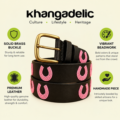 Handcrafted Maasai Belt - Pink Horseshoe Belt