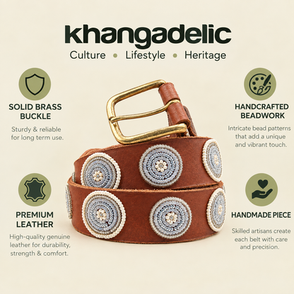 Handcrafted Maasai Belt - White Circles